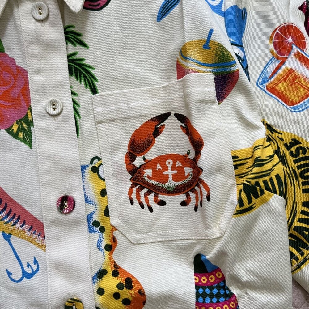 NWT ALEMAIS x Alan Berry Rhys Samaki Cropped Organic Cotton Shirt Women's Size 0 - Picture 6 of 13